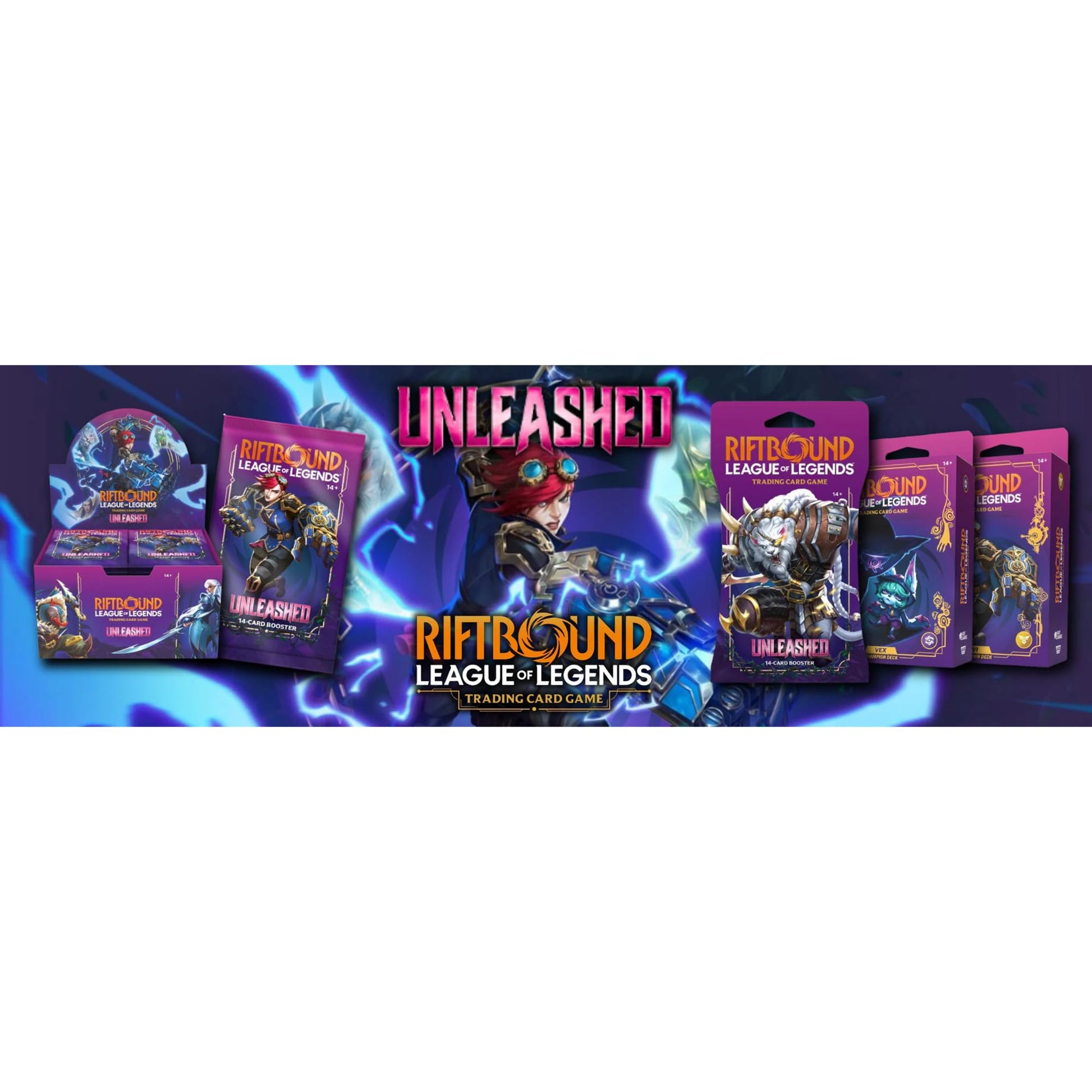 Riftbound: League of Legends TCG Unleashed - Booster Display - 24 Booster Packs (14 Cards Ea), Deck-Building Trading Card Game, Randomly Assorted