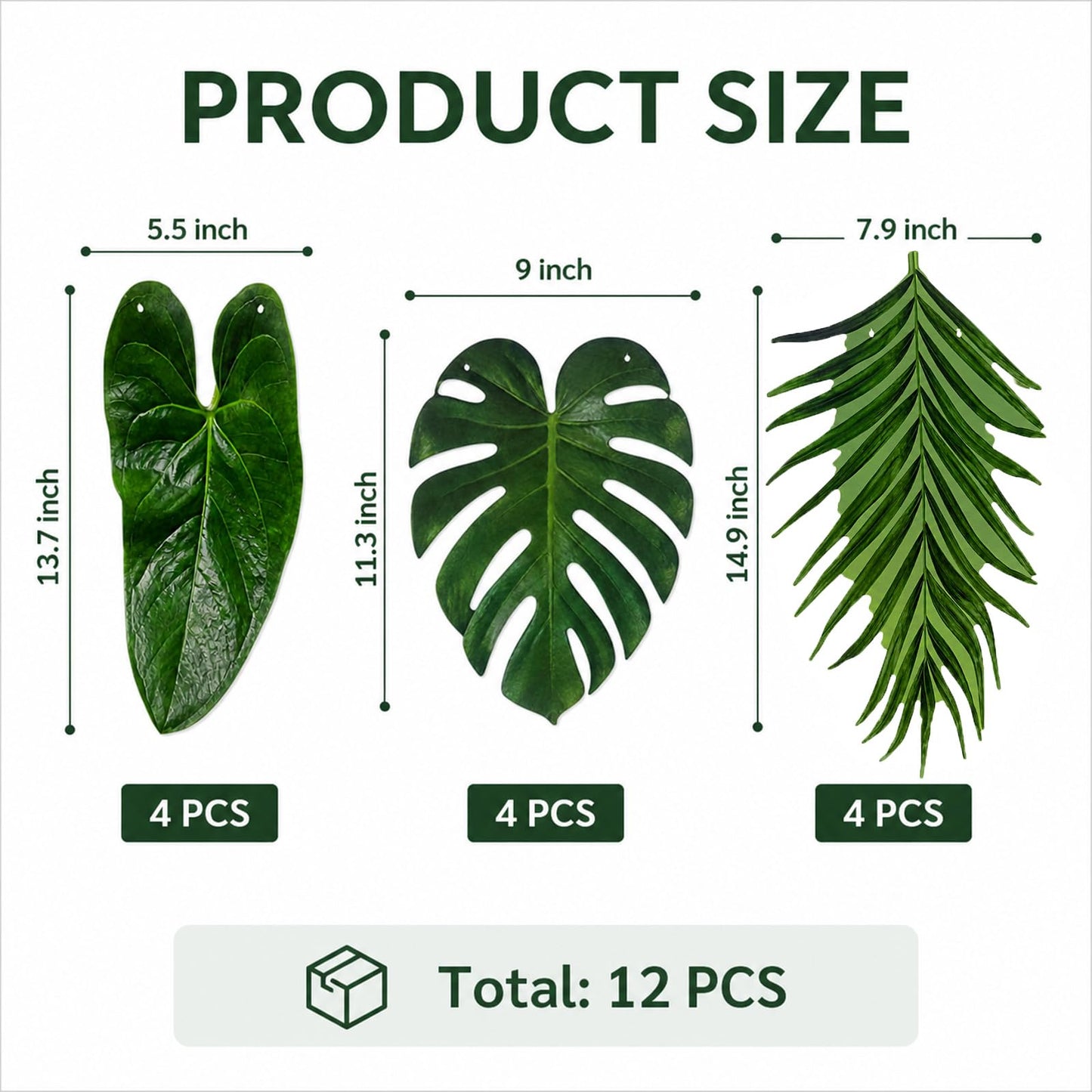 Tropical Leaf Garland Banner Decorations, Pre-Strung Cardboard Monstera Palm Leaves Hanging Garland, Hawaiian Luau Jungle Safari Party Decor