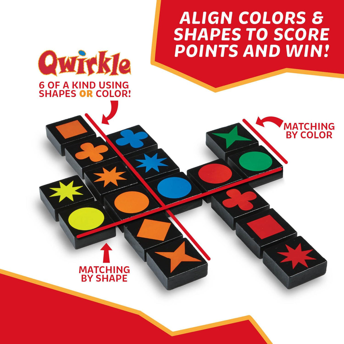 MindWare Qwirkle with Trays Strategy Board Game, 108 Wooden Tiles