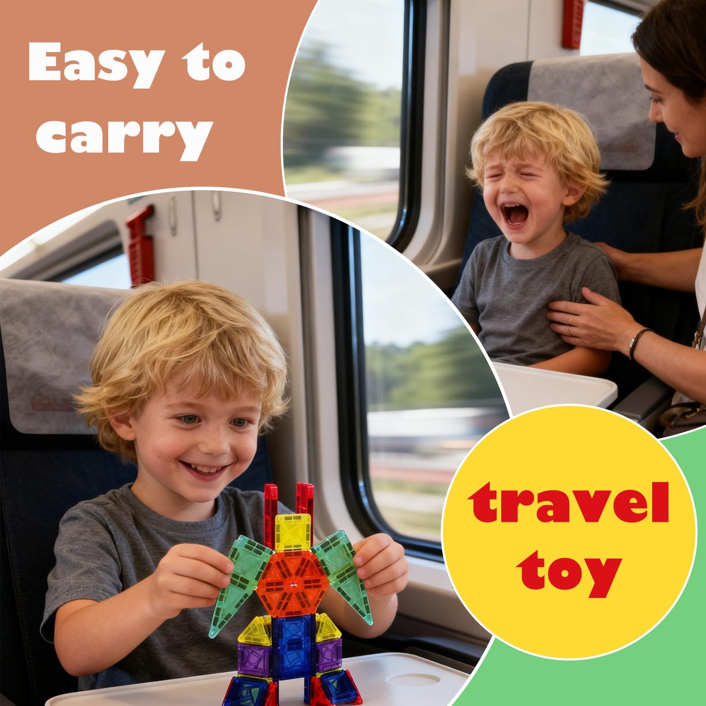 26PCS Mini Magnetic Tiles Building Blocks Set with Portable Iron Case, STEM Travel Toys for Kids Ages 3+, Educational Magnet Construction Puzzles