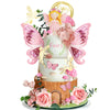 Fairy Cake Toppers Pink Mushroom Flowers Butterfly Cake Decorations for Fairy Spring Garden Birthday Supplies