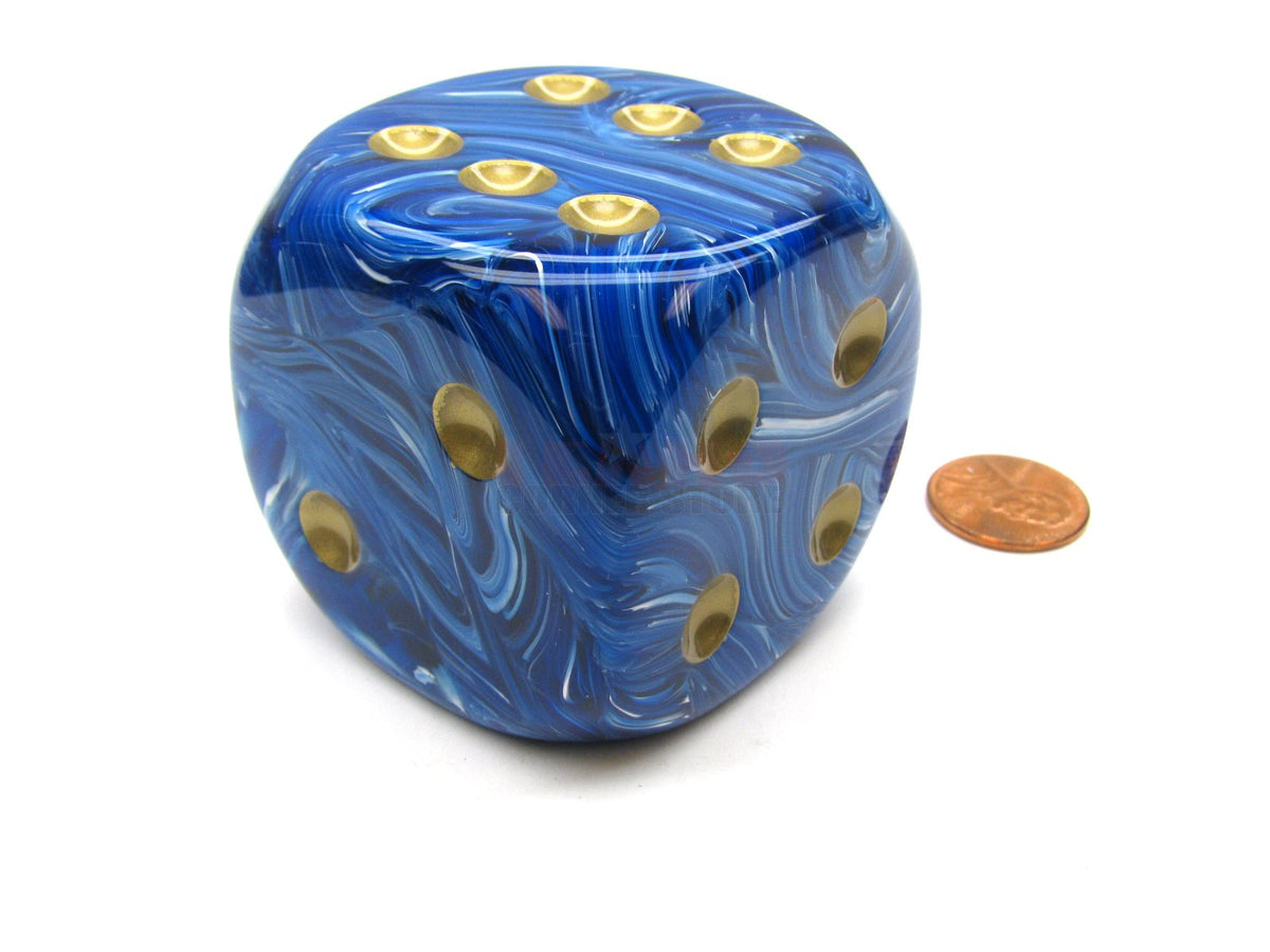 Blue Vortex With Gold Pips 50mm (2in) D6 Die Chessex