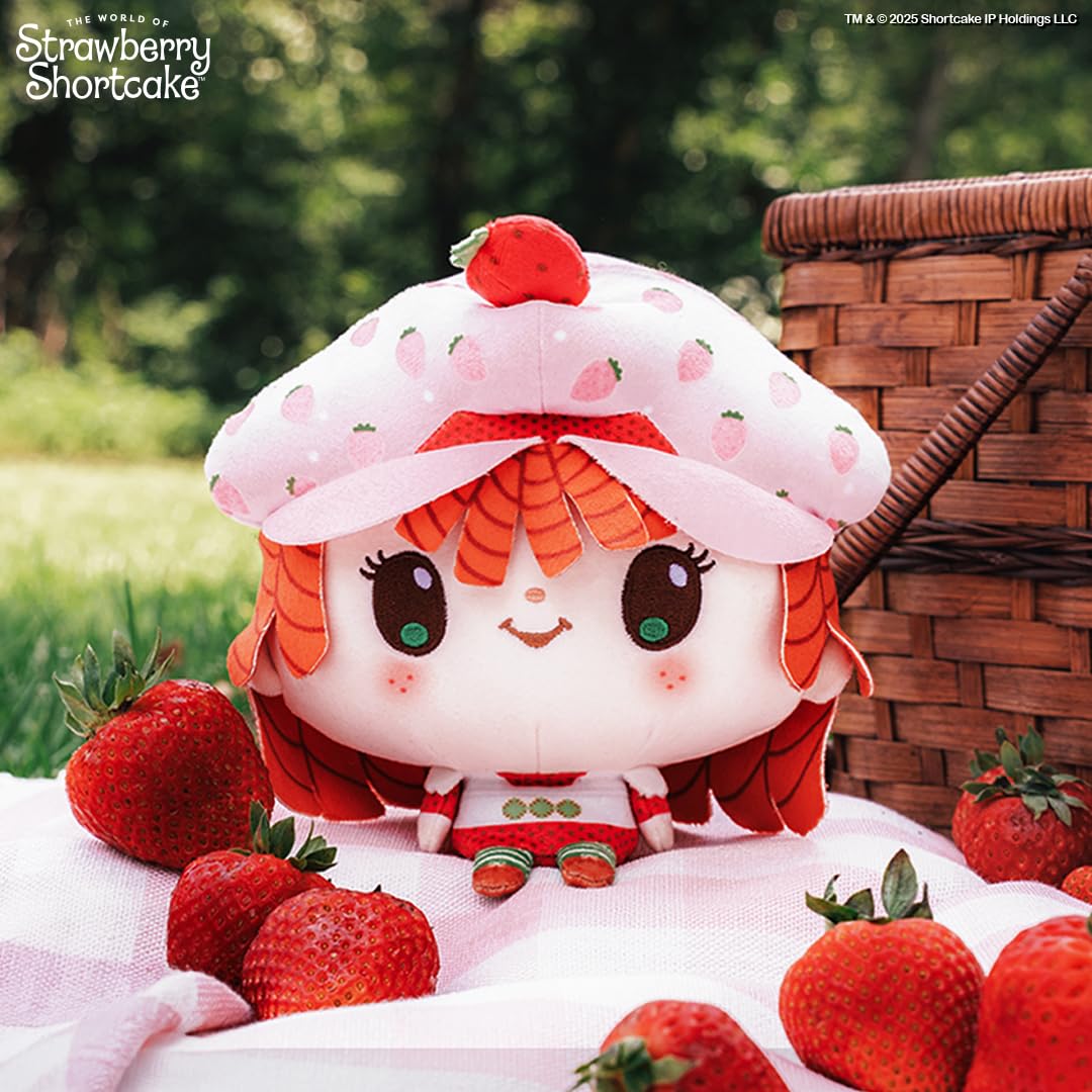 TeeTurtle Cloudheads Strawberry Shortcake Plush - 5-Inch Official Strawberry Scented Stuffed Animal with Embroidered Details - Soft Cuddly Plush Toys