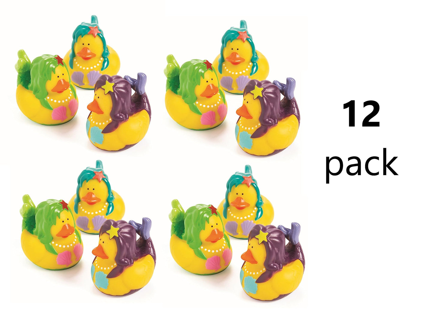 Fun Express Mermaid Ducks - Toys - Character Toys - Rubber Duckies - 12 Pieces - Multi Color
