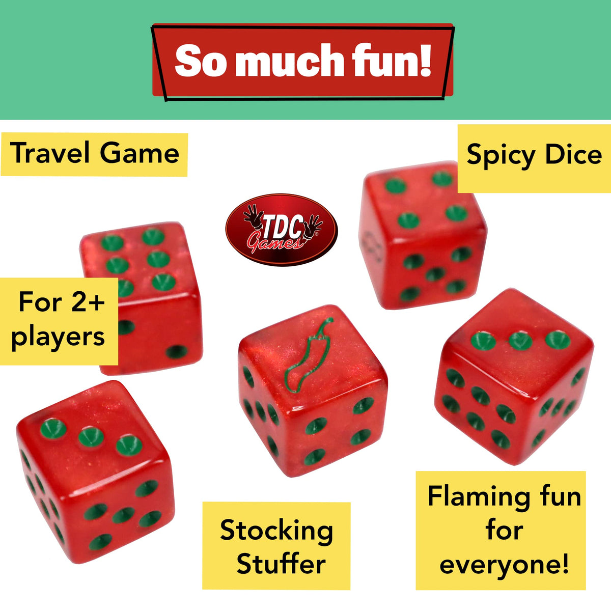 TDC Games Sriracha Dice Game - Flaming Fun for Everyone - Great for Party Favors, Families, Stocking Stuffers, Travel, and Camping