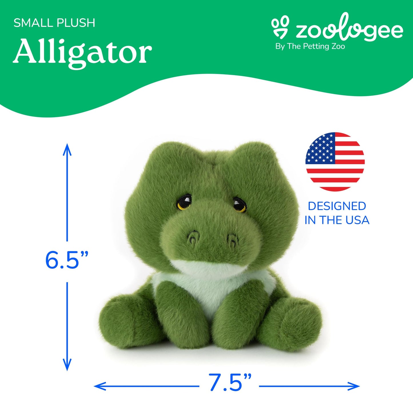 The Petting Zoo Alligator Stuffed Animal Plushie, Gifts for Kids, Snugletz Zoologee Plush Toy, 7 in