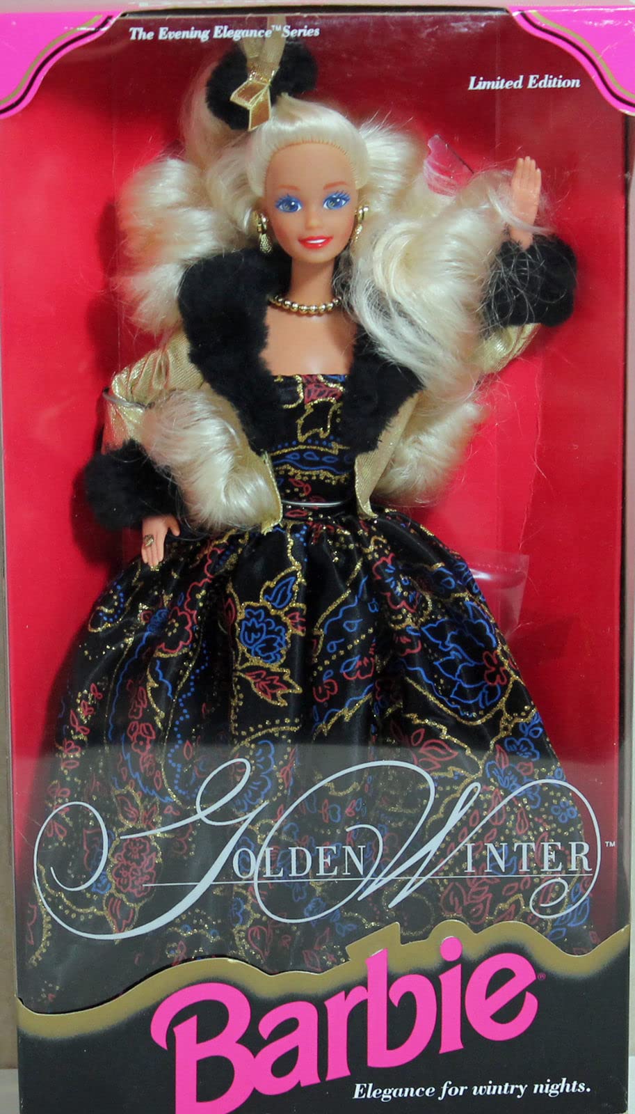 Barbie 1993 Limited Edition The Evening Elegance Series 12 Inch Doll - Golden Winter Barbie with Dress, Jacket, Hairpiece, Earrings, Ring, Necklace