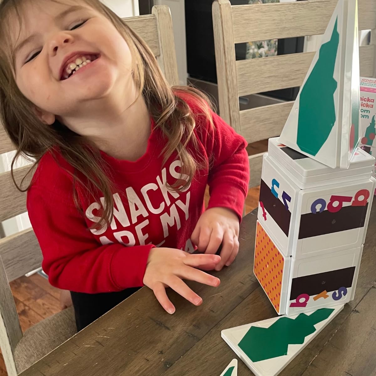 CreateOn Chicka Chicka Boom Boom Set, Magnetic Kids Building Toys, Educational Stem Toys for Ages 3+, 19 Pieces