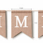 Pre-Printed Banner Kit - 97 BURLAP Flags with WHITE Letters, Numbers & Symbols, Reusable DIY Custom Banner, Make Your Own Personalized Banner
