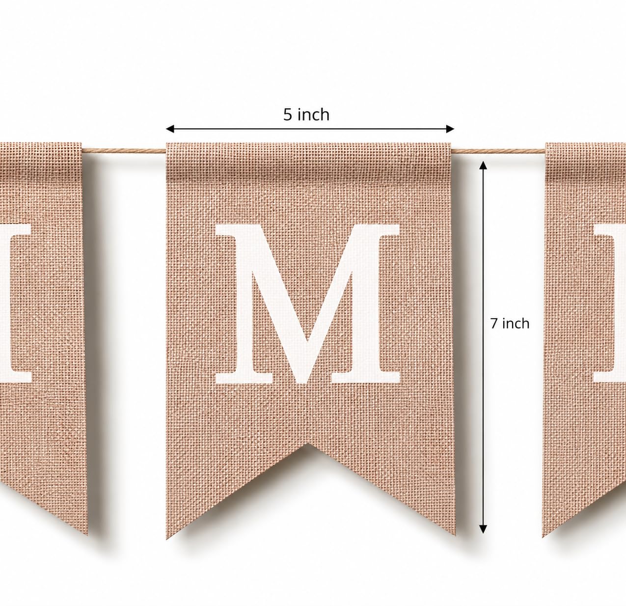 Pre-Printed Banner Kit - 97 BURLAP Flags with WHITE Letters, Numbers & Symbols, Reusable DIY Custom Banner, Make Your Own Personalized Banner