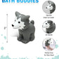 DolliBu Wolf Bath Buddy Squirter - Floating Wolf Rubber Bath Toy, Fun Water Squirting Bathtime Play For Toddlers, Cute and Soft Wild Life Animal Toy