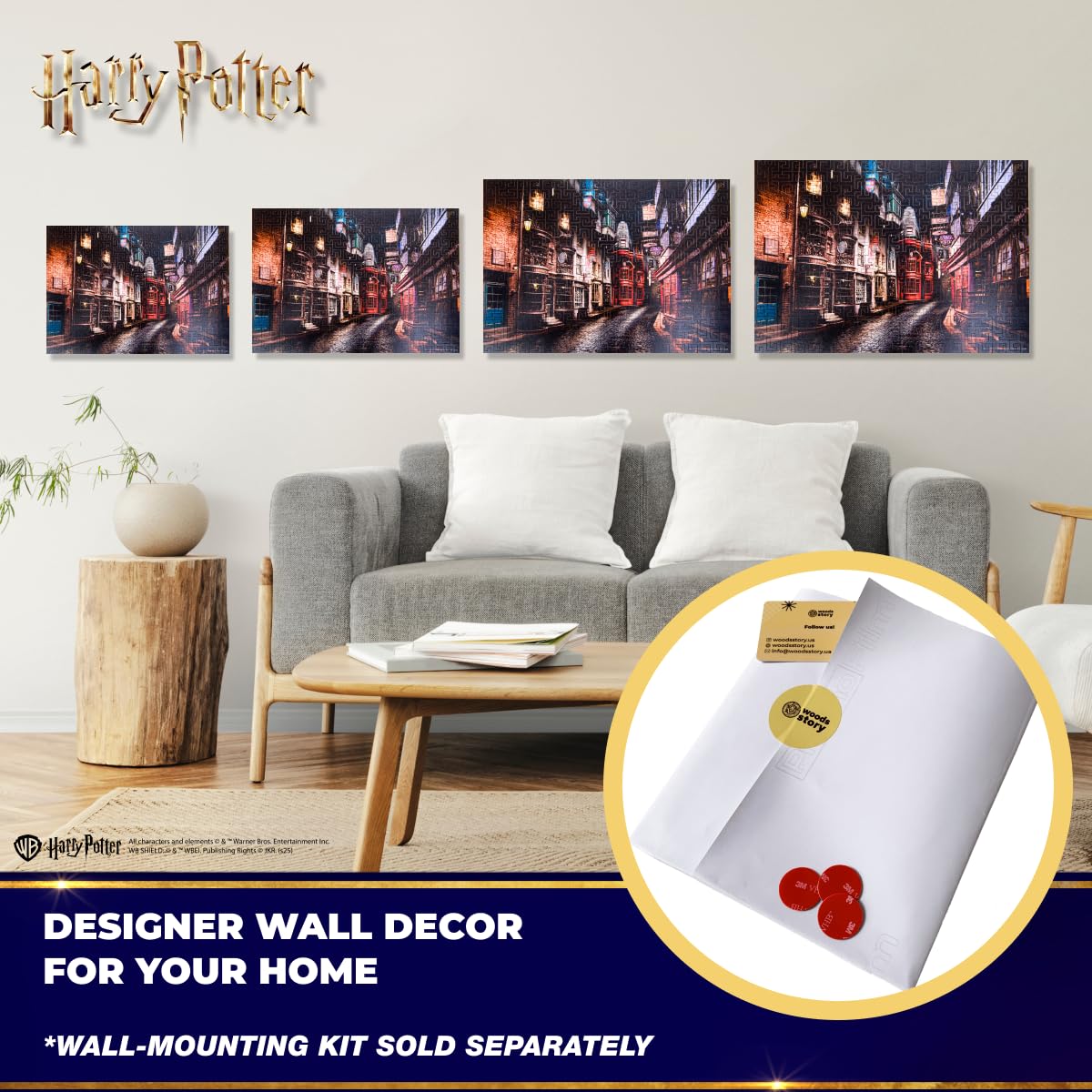 Harry Potter Wooden Maze Puzzle for Adults - Officially Licensed Difficult Jigsaw Puzzle - Unique Shaped Pieces, Brain Challenge, Premium Wall Art