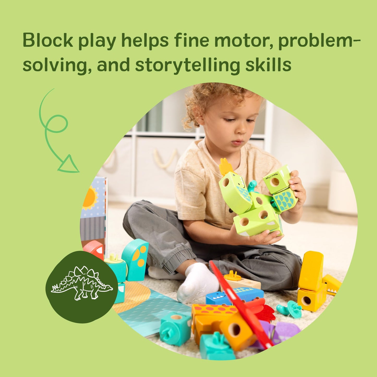 Melissa & Doug Blockables Dinosaur Wooden Building Block Toy Set