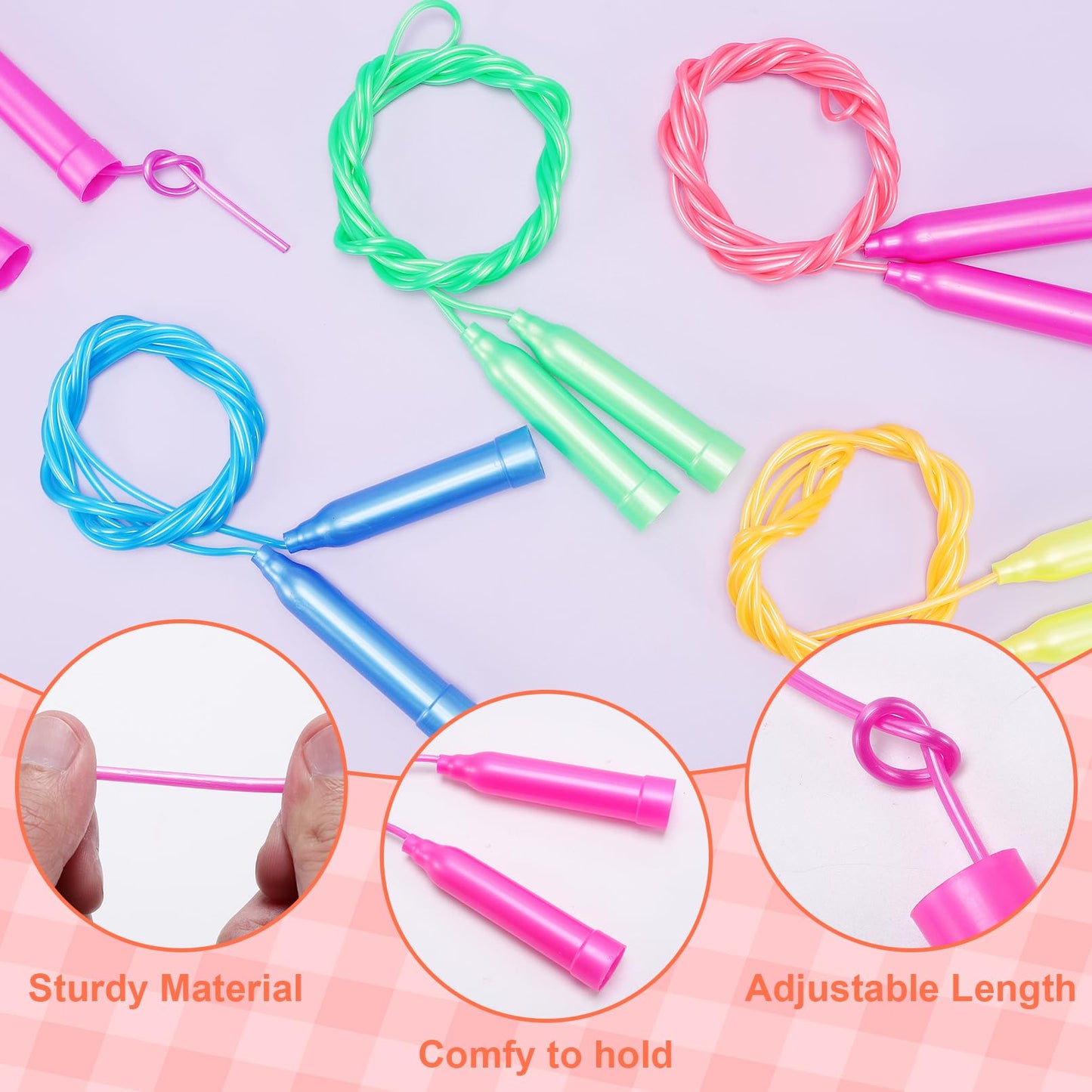 Ycxvacop 50 Pcs Kids Jump Rope Set, 7.3 Ft, Colorful