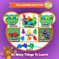 Jumbo Stacking Shapes Pegboard Set for Kids with 18 Pegs, 2 Wooden Dice, Lacing String & Storage Box (Light Rainbow Colors)