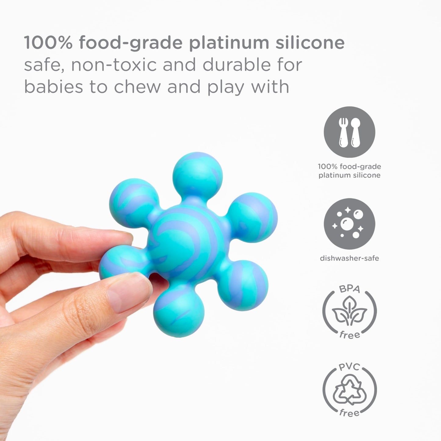 Ubbi Joinibble Teether for Babies, Food-Grade Platinum Silicone, 5 Pack