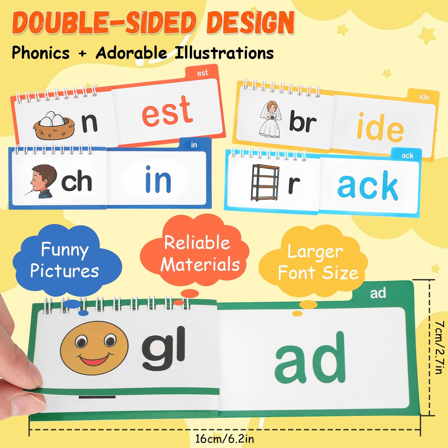 Phonics Flash Cards Word Family Build Book Set - 30 Read and Rhyme Flip Books, Learn to Read Phonics Flip Books, Sight Words Flash Cards Kindergarten