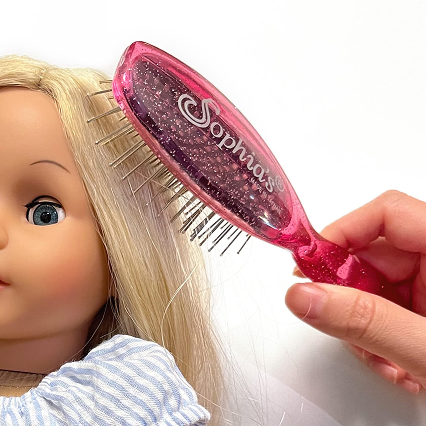 Sophia's 18" Glittery Hot Pink Doll Hairbrush, Ideal for Wig-Like Hair