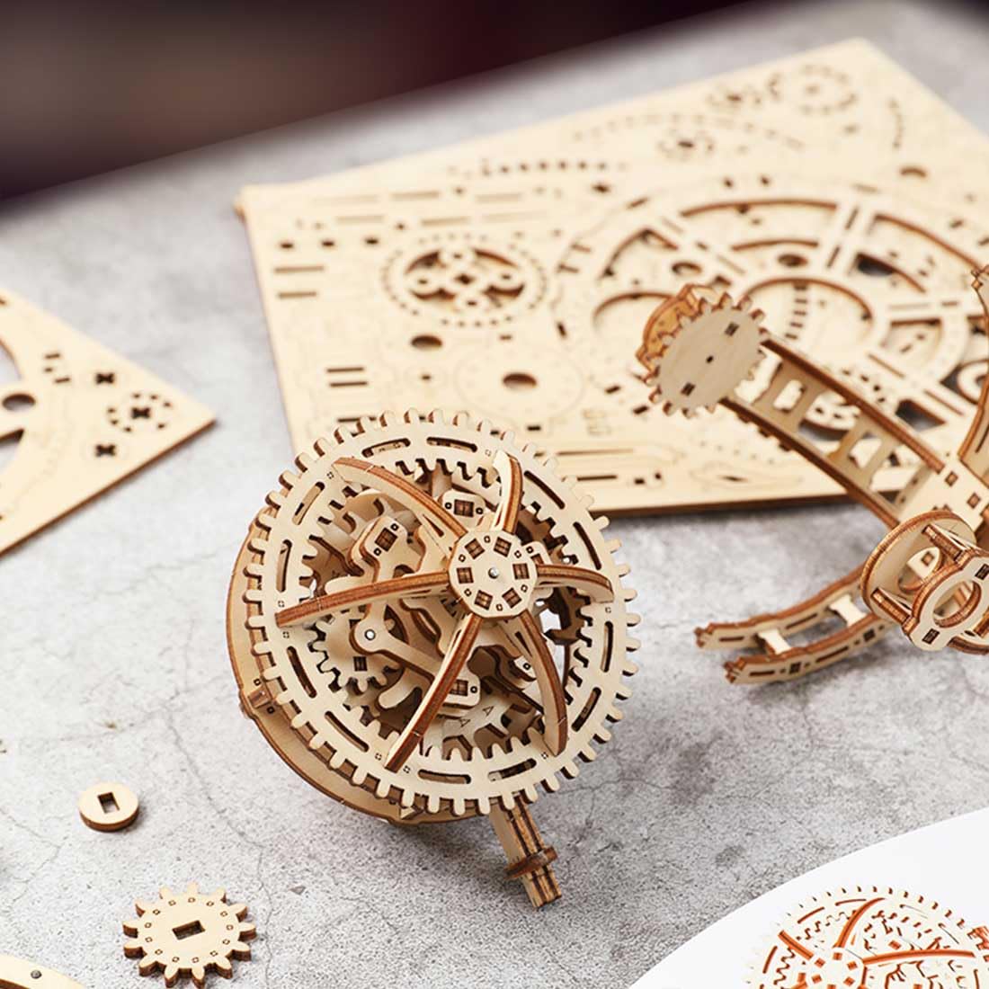StrucToys Wooden Tourbillon Timer Model Kit, 3D Wooden Puzzle for Adult, 218Pcs Assemble Model Kit