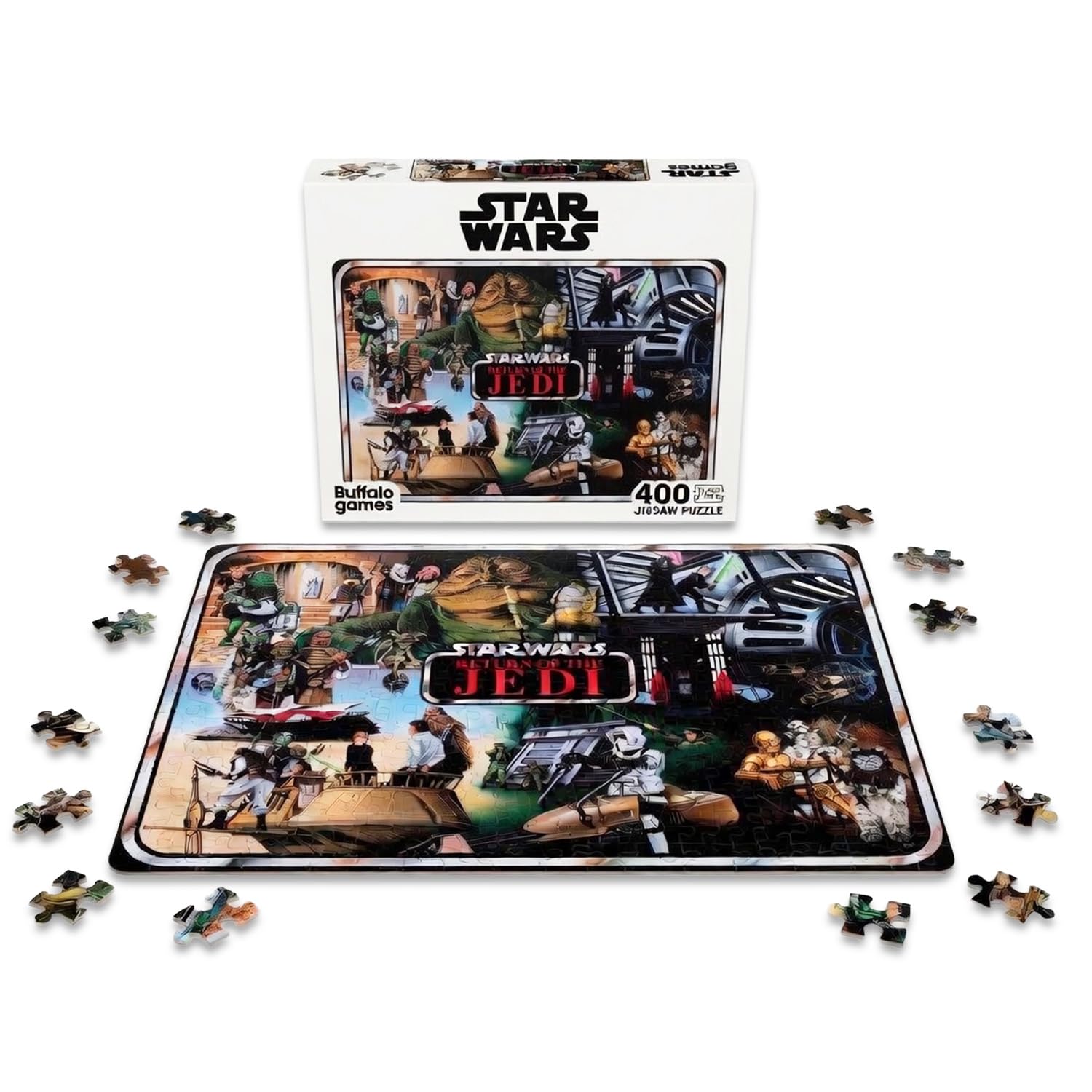 Star Wars Jigsaw Puzzle Set - Bundle with 400 Pc Return of the Jedi Jigsaw Plus Stickers and More for Adults | Star Wars Puzzle Pack for Men and Women