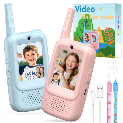 Video Walkie Talkies for Kids 2 Pack, Ready-to-Play Rechargeable Kids Walkie Talkies with 2.0" Screen, No WiFi/SIM/App, Up to 1150 Ft, Voice Changer