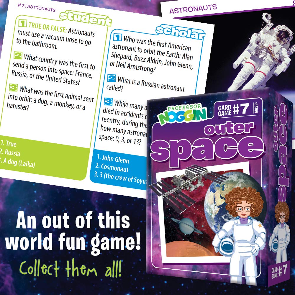 Outset Media Professor Noggin's Outer Space Trivia Card Game - an Educational Based Card Game for Kids - Trivia, True or False, and Multiple Choice