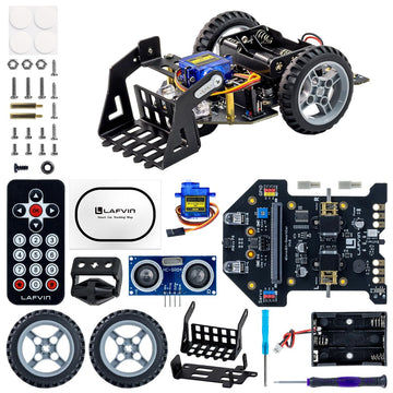 LAFVIN MicroBit Smart Robot Car for MakeCode and MicroPython,STEM Educational Coding Robot for Kids Beginner(Without Micro:bit)