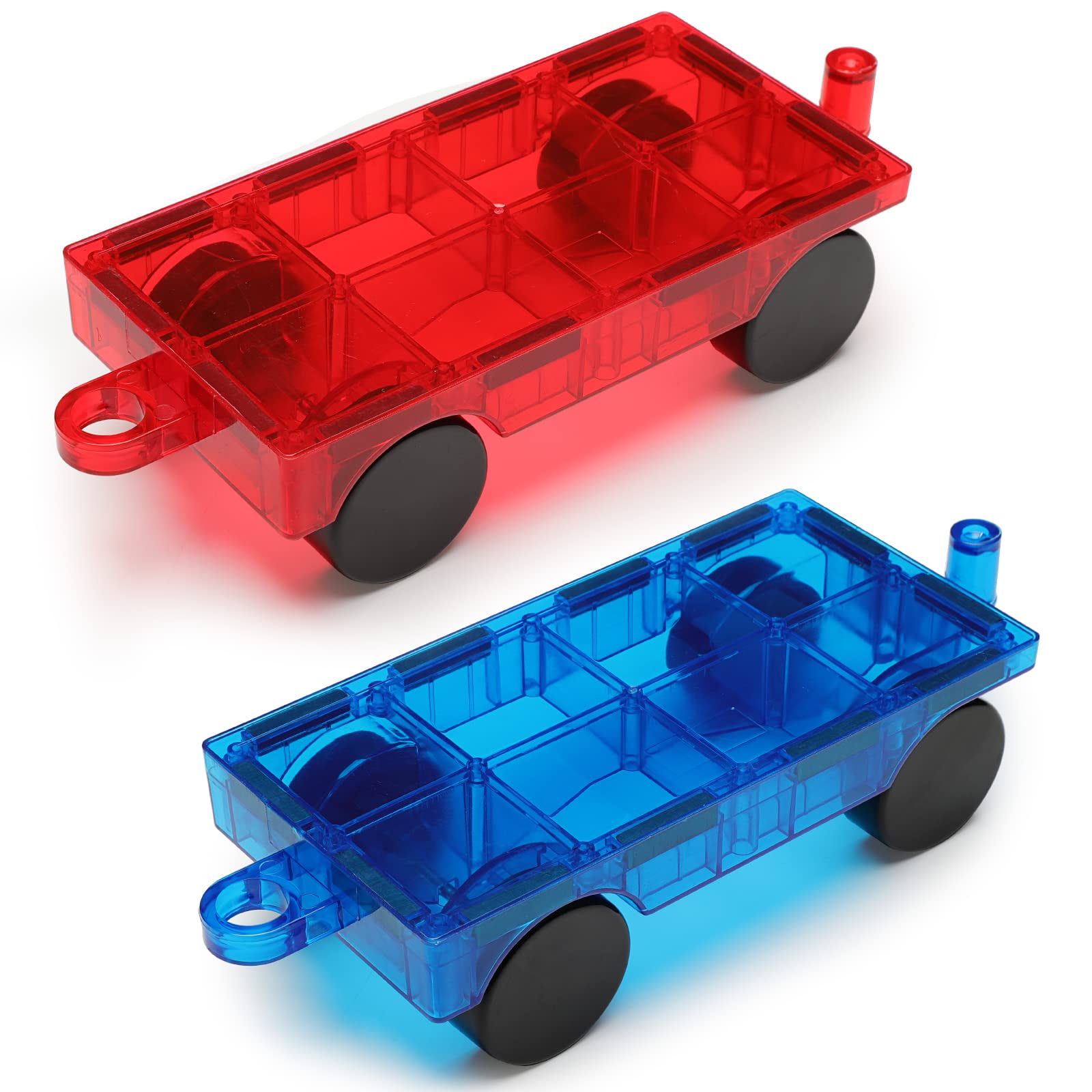 FNJO Magnetic Car Set, Compatible with Magnetic Tiles, 2 Car Trucks