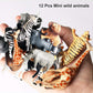 RUSON 12 Pcs Mini Safari Animals Figures Toys, Realistic Jungle Zoo Animal Figurines Cake Topper Toy Set Christmas Birthday Easter Egg Gift Party