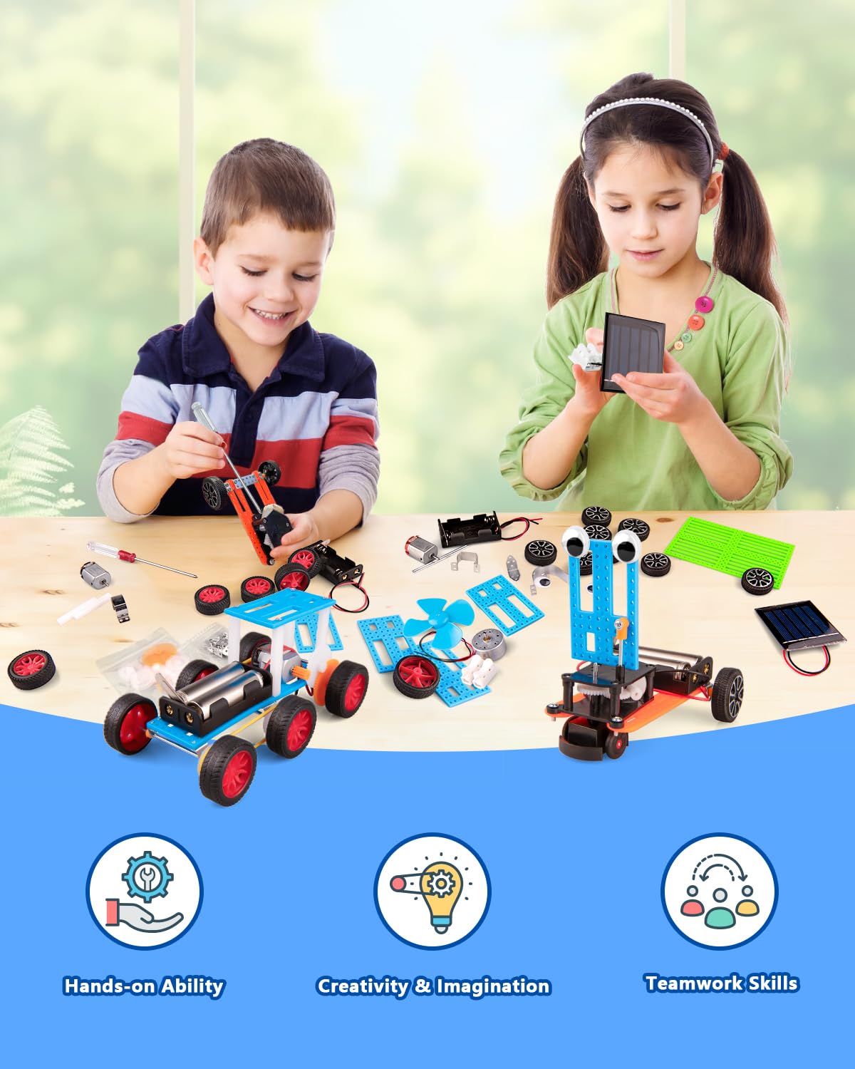 6-in-1 STEM Kit for Kids Ages 6-12, STEM Toys for Boys Ages 8-12, Robot Building Kit & Car Crafts for Kids, Science Activities Robotics Kits for 6 7 8