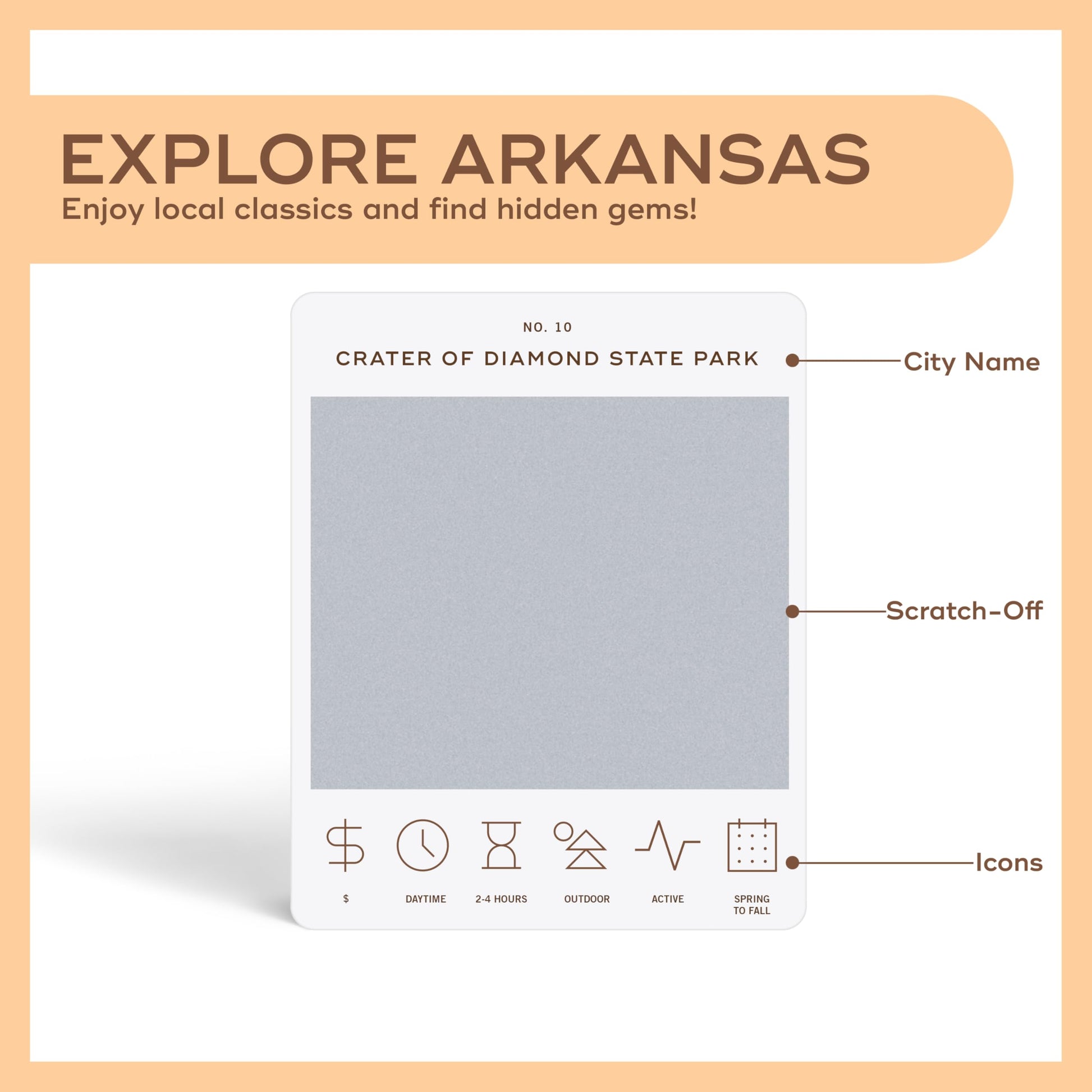 Reach International Outfitters Arkansas Adventure Bucket List: 50 Scratch-Off Cards for Outdoor Activities, Tourist Attractions, and Road Trips