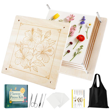 MeRGBWLife Flower Press - 11"x11" Wooden 10 Layer Flower Press Kit for Crafts Pressed Flowers & Plant Press, Scrapbooking, Bookmark Making, Wedding