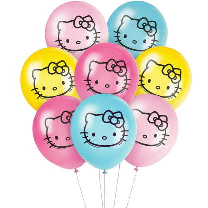 Hello Kitty Latex Balloons - 12", 8 Count, Vibrant Birthday Party Decorations