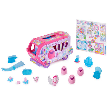 HATCHIMALS - Surprise Family Rainbow Camper Car Playset - Transformable Camper Van for New Adventures with Collectable Hatchimals Figures - Family