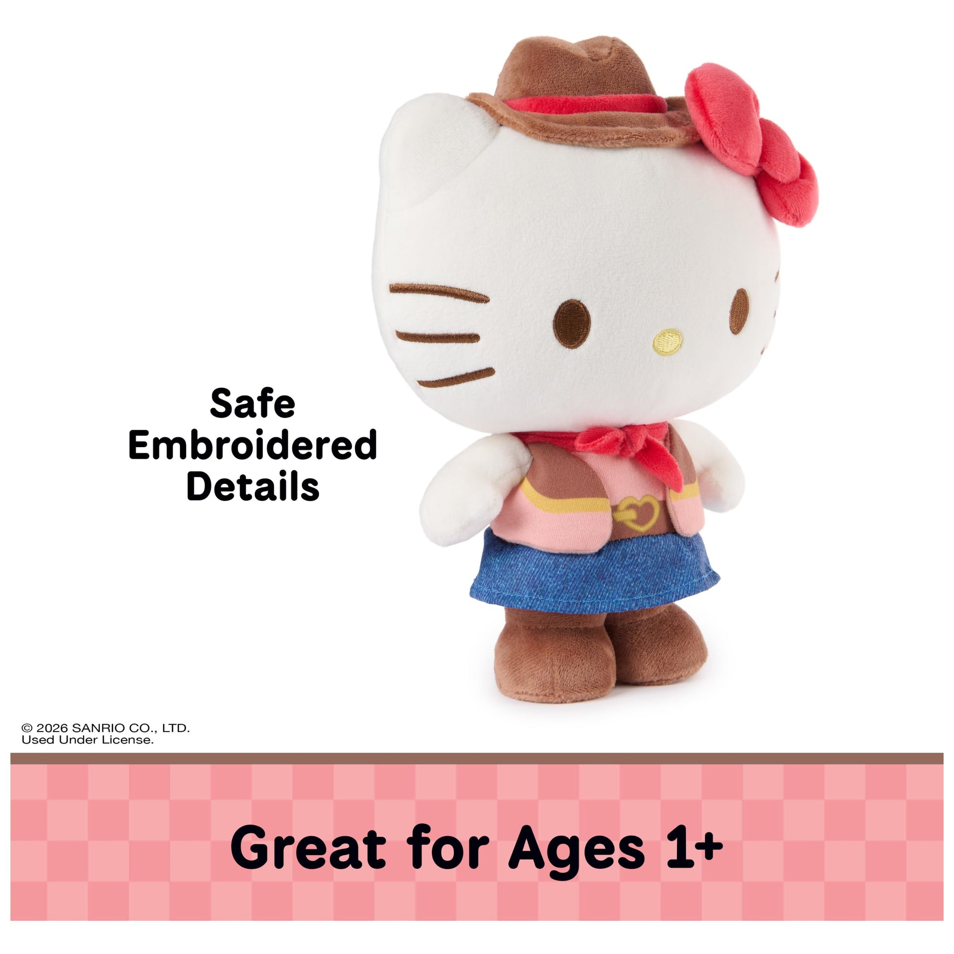 GUND Sanrio Hello Kitty 9.5-Inch Wester Cowgirl Plush Toy for Ages 1+