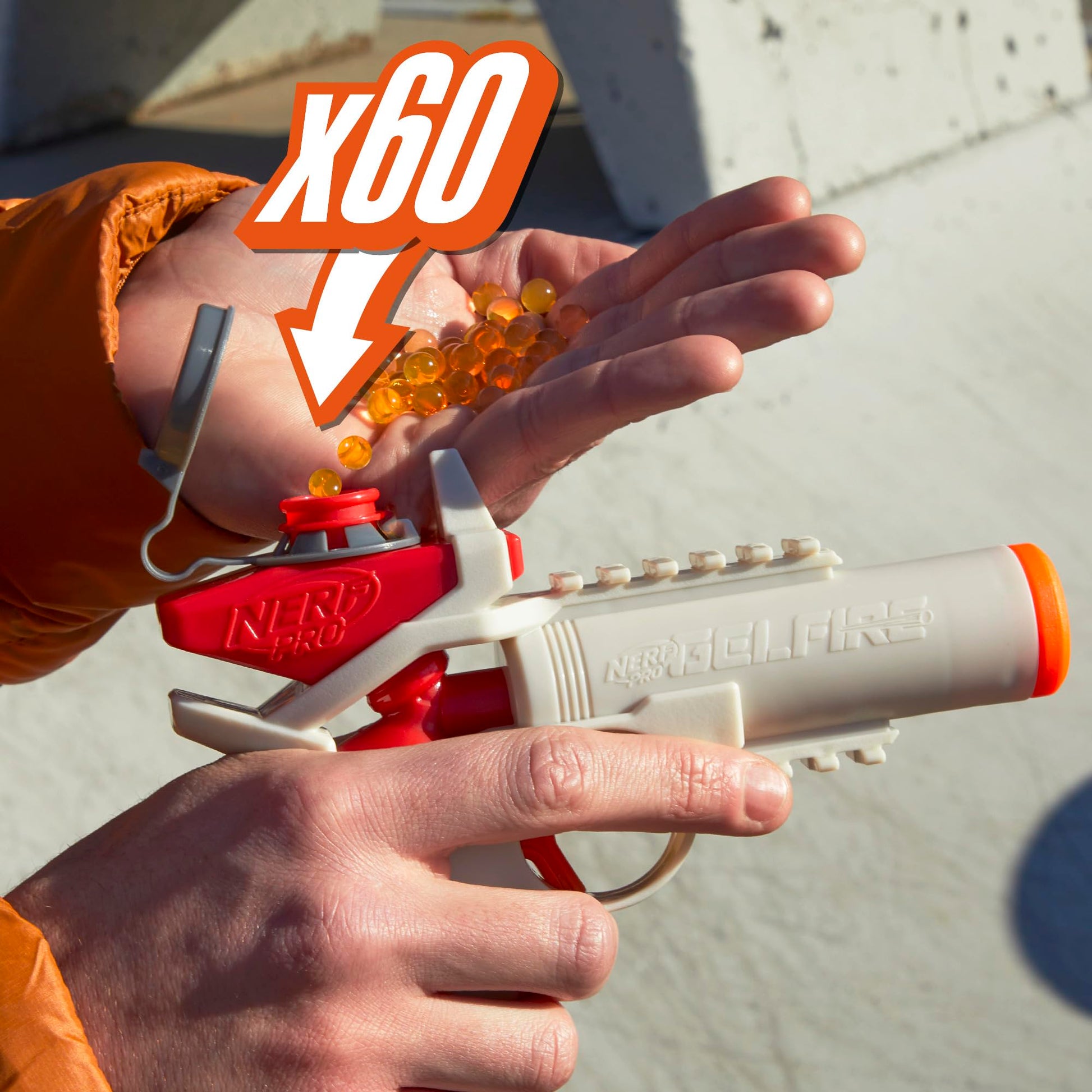 Nerf Pro Gelfire Ignitor Blaster, 1000 Gelfire Rounds, 60 Round Capacity, T-Pull Priming, Up to 150 FPS, Eyewear, Gifts for Teens Ages 14+