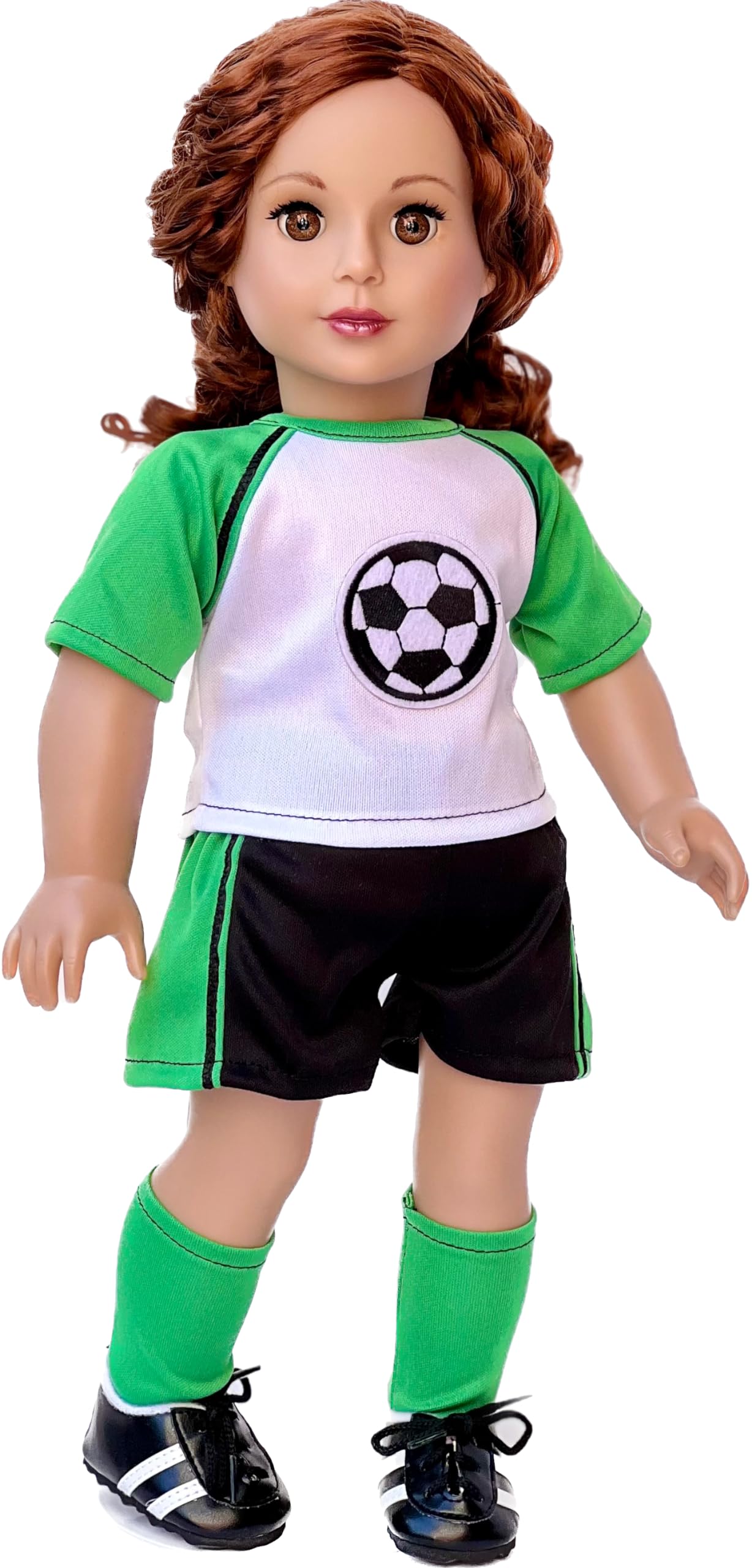 Soccer Girl - 4 Piece Soccer Outfit - Shirt, Shorts, Socks and Shoes - Clothes Fits 18 Inch Doll (Doll Not Included)