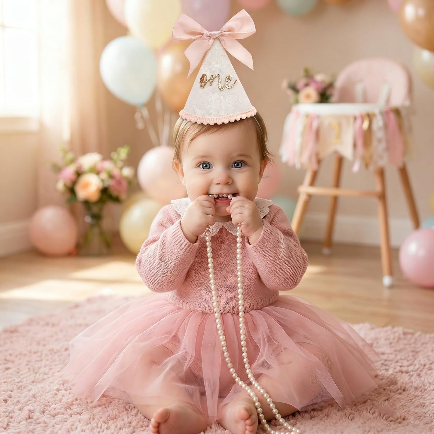 Packyouth First Birthday Hat For Baby Boys/Girls 1st Birthday Boho Decorations Birthday Costume Headwear for Cake Smash Party Birthday Celebration (1