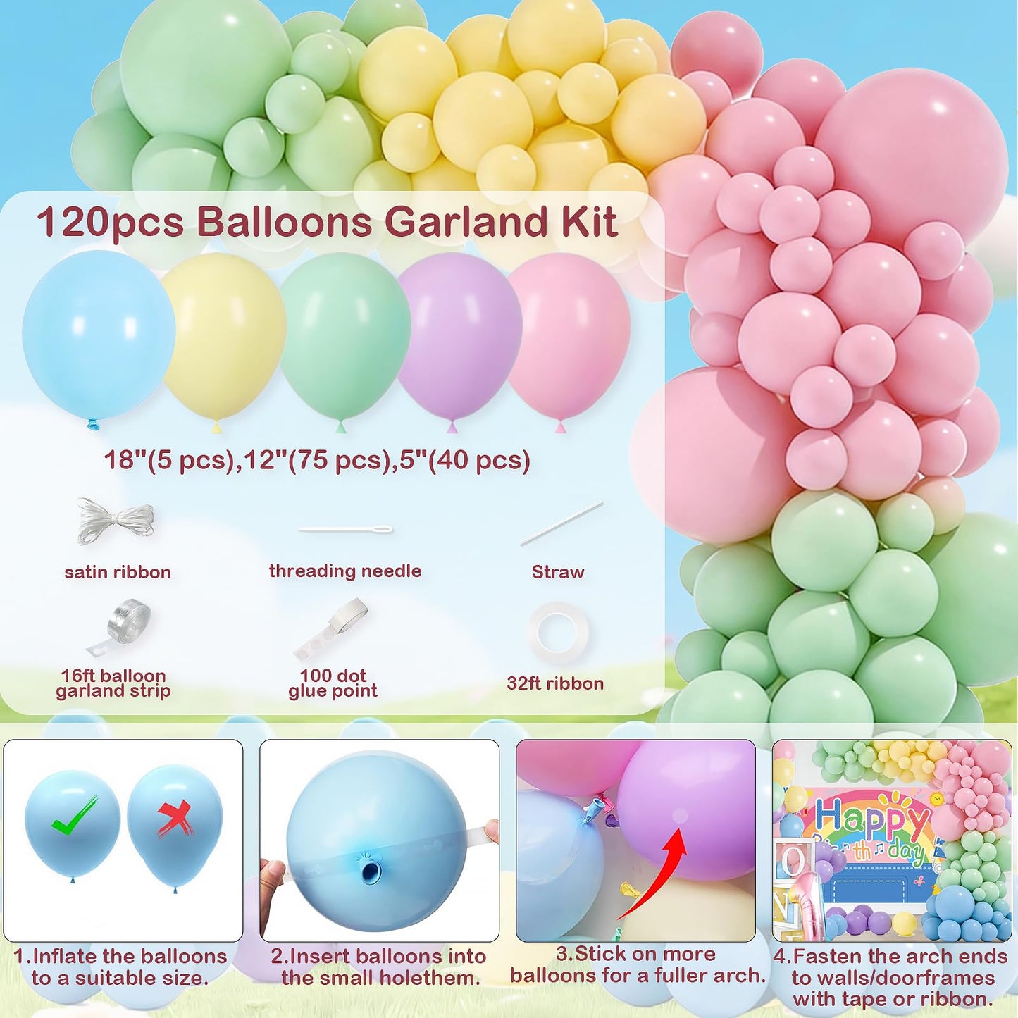 135 pcs Rachell English Teacher Party Supplies, 1st Birthday Decorations Girl & Boy, Photo Banner Balloons Poster Crown High Chair Banner Cake Topper