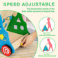 HUZU Wooden Baby Walker with Wheels, Montessori Push and Pull Activity Center for Toddlers, Adjustable Height & Speed, Learning Toy for 6-12 Months