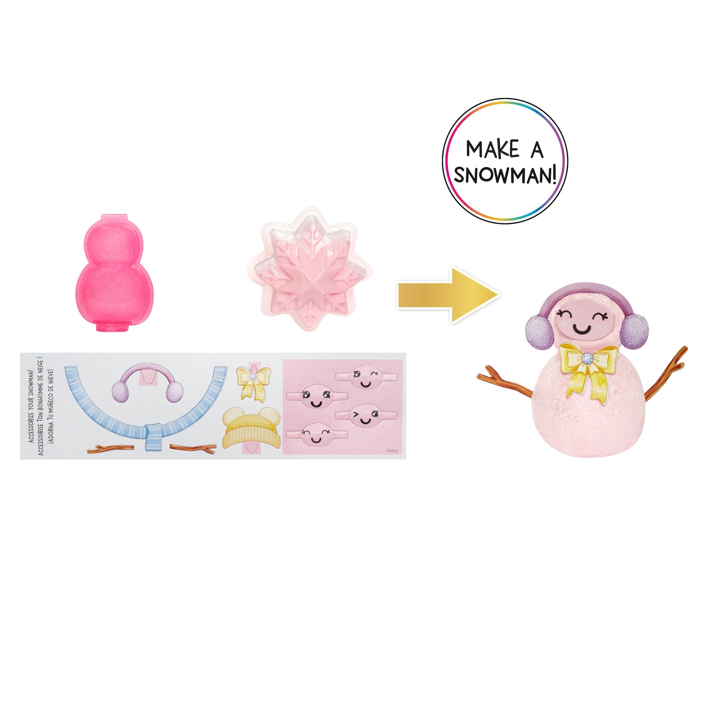 Rainbow High Winter Wonderland Bella - Pink 11” Fashion Doll with Magic Snow Hidden in Fashion That Puffs Up with Water, and Snowman Kit, for Kids