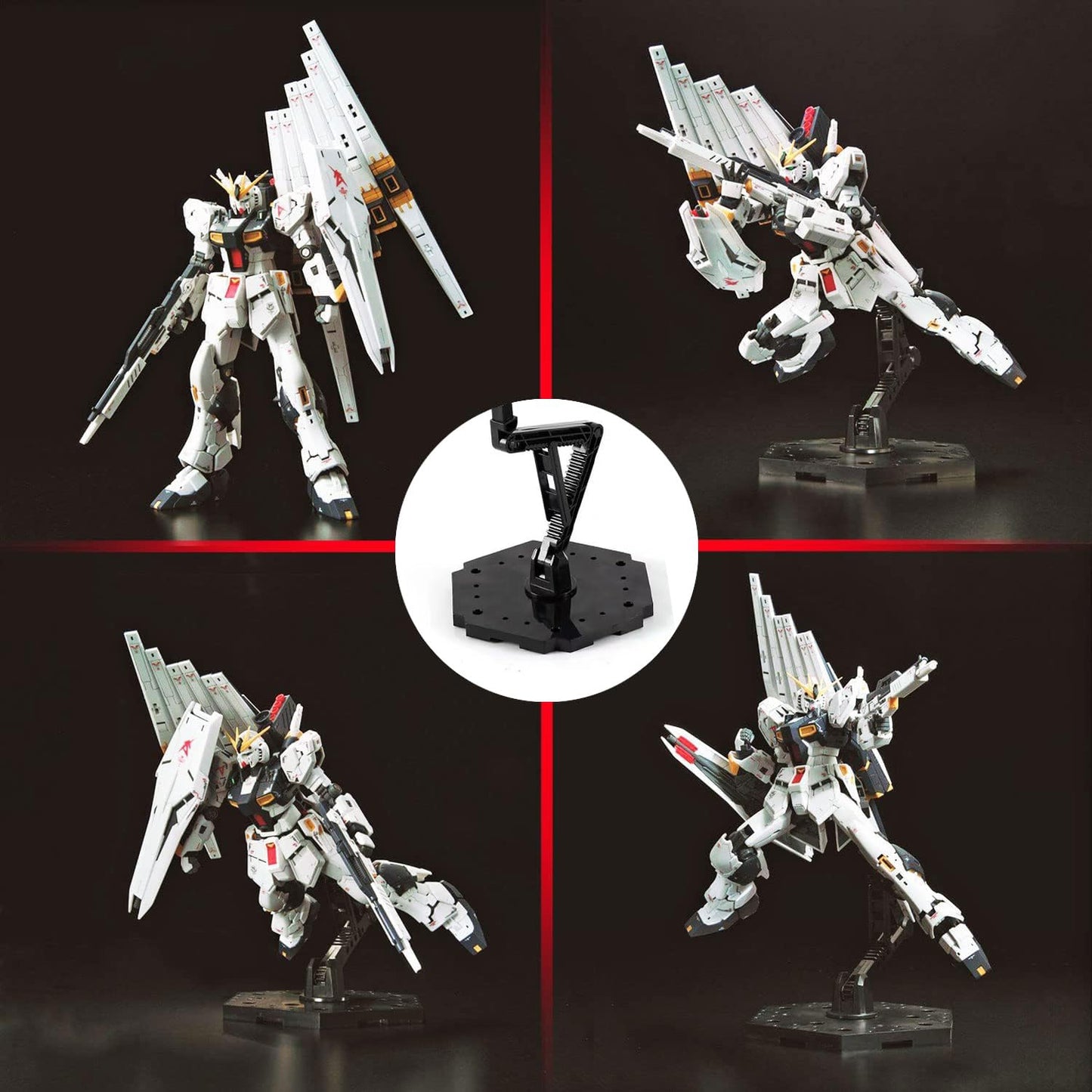 TWKUPWO Hobby Model Action Base Display Stand, Gundam Model Stand Action Figure Stand Compatible with MG RG HG Universal Models Stand (3sets Black)