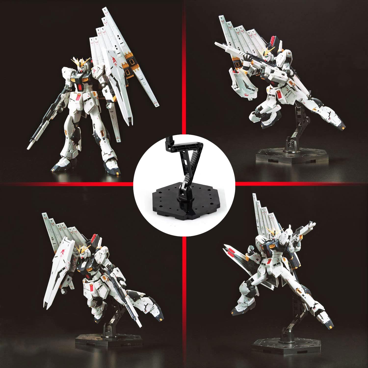 TWKUPWO Hobby Model Action Base Display Stand, Gundam Model Stand Action Figure Stand Compatible with MG RG HG Universal Models Stand (3sets Black)