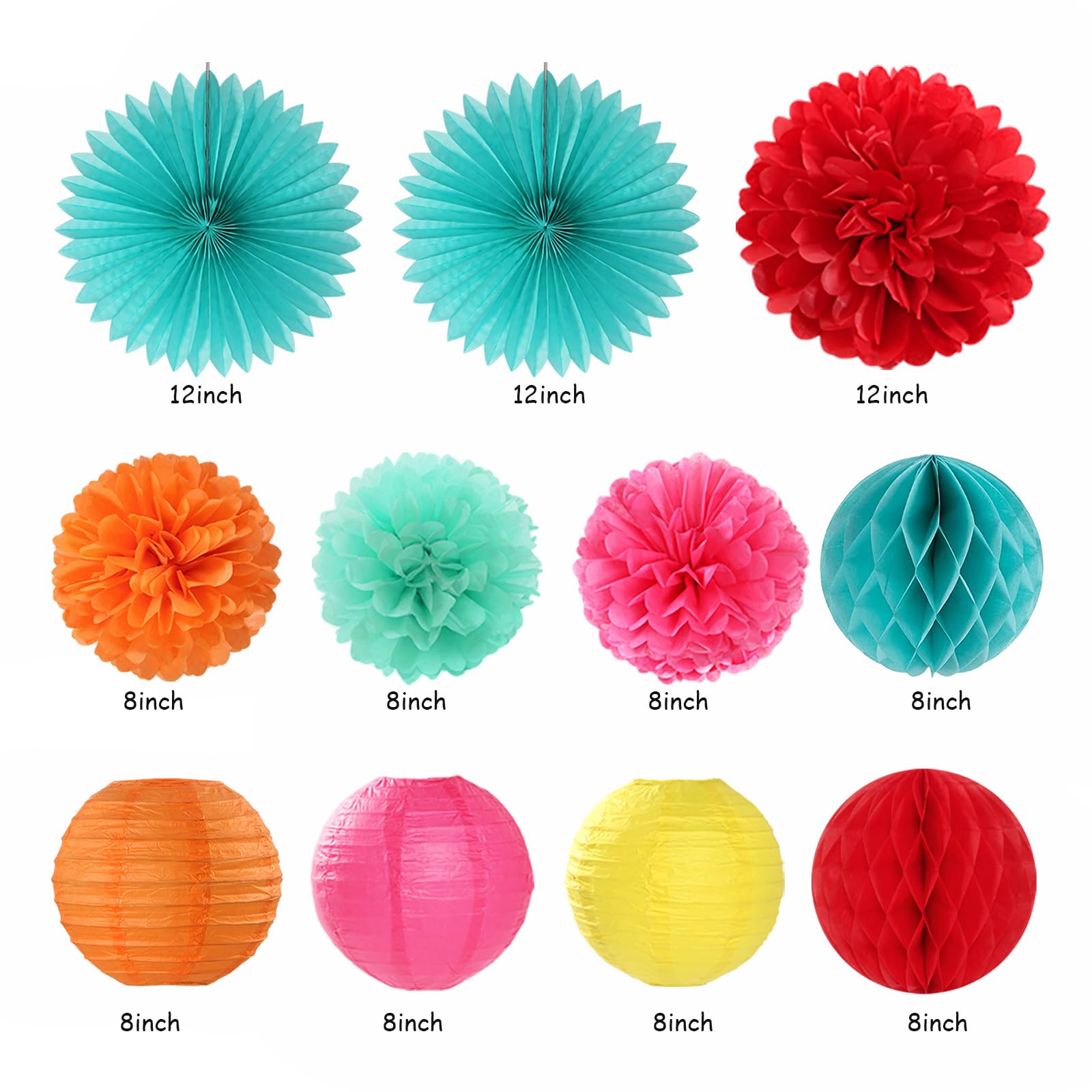 Summer Luau Hawaiian-Beach Party-Decorations Supplies - 21pcs Hello Banner,Pool Paper Lanterns Honeycomb,Hanging Streamers Garland,Tissue Pom Poms
