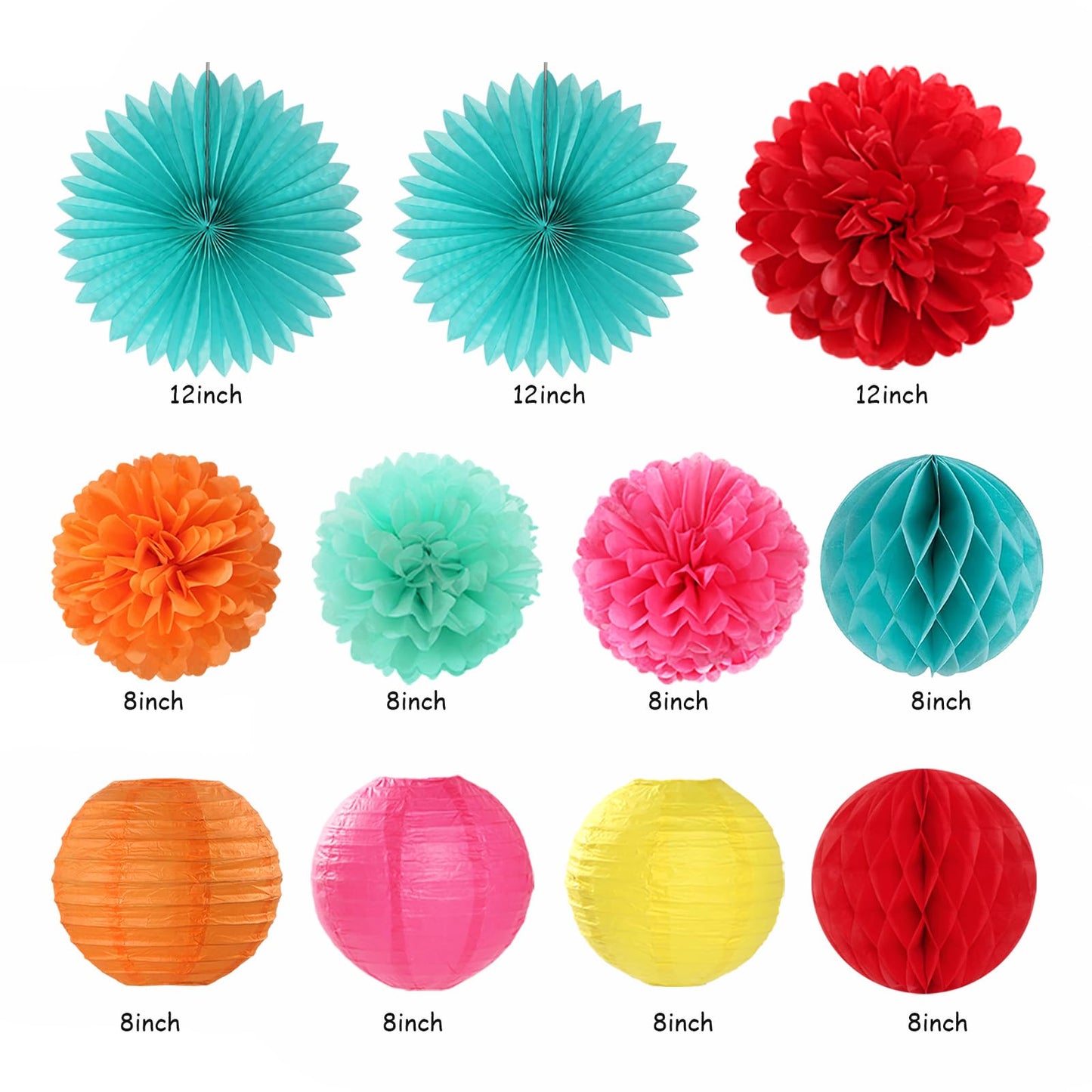 Summer Luau Hawaiian-Beach Party-Decorations Supplies - 21pcs Hello Banner,Pool Paper Lanterns Honeycomb,Hanging Streamers Garland,Tissue Pom Poms