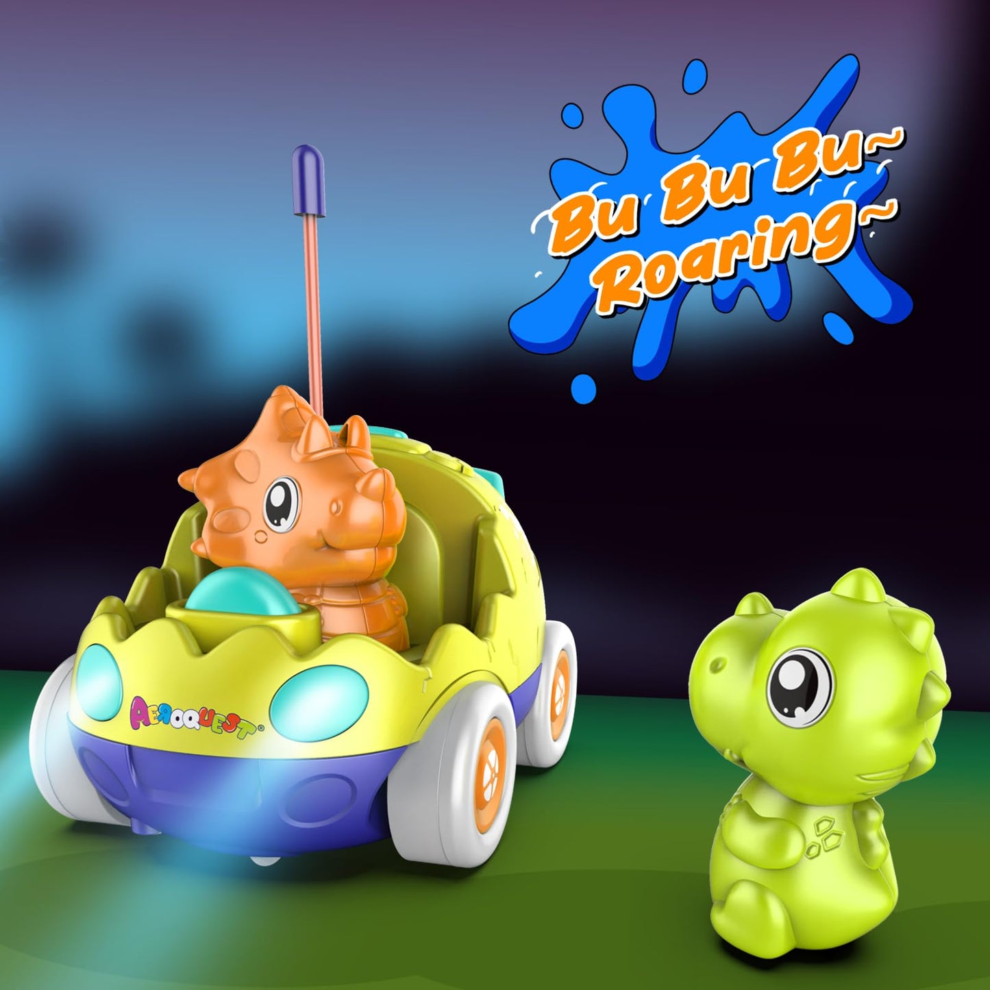 AEROQUEST Remote Control Car for Toddlers Dinosaur Toy for Kids