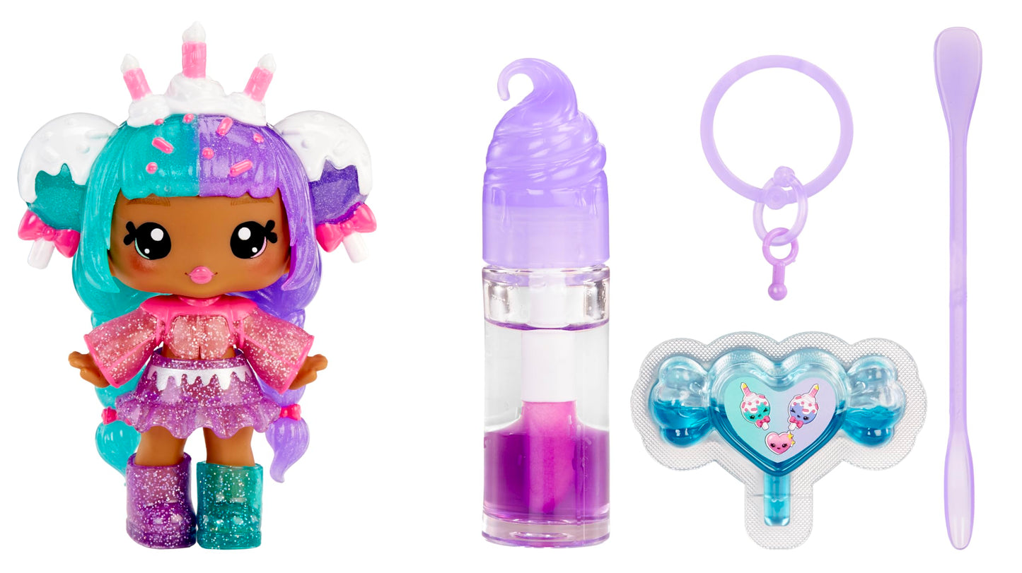 Yummiland Lip Gloss Doll: Mystery Color Change - Carly Cakepop Includes DIY Lip Gloss + Removable Keychain, Cosmetic Play, Collectible, Ages 4+