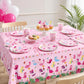Miruwtog Dinosaur Birthday Party Supplies for Girls - Dinosaur Tablecloth, Decorations in Pink