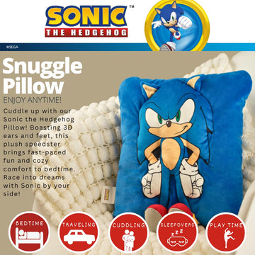 Sonic The Hedgehog Anime Kids Super Plush Cozy Snuggle 3D Pillow (Officially Licensed Product) by Franco