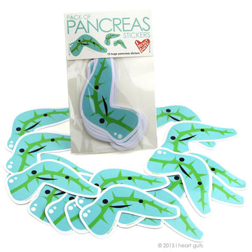 I Heart Guts Pack of Pancreas Stickers - 15 Pancreas Stickers - Cute and Educational Vinyl Stickers for Diabetics, Endocrinology Gifts, or Sweet
